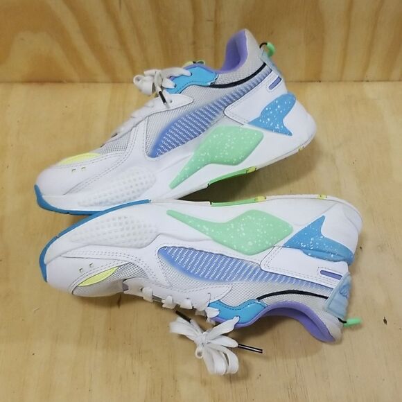 Puma RS-X Airbrush Jr White/Blue/Yellow/Elektro Green Mens sz 6.5 , Wmn's sz 8 - Picture 3 of 8
